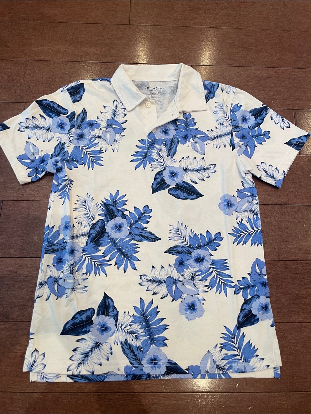 The Children's Place White Polo with Blue Floral Print